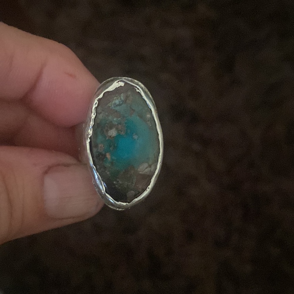 SOLD Turquoise and sterling silver ring - Picture 5 of 9